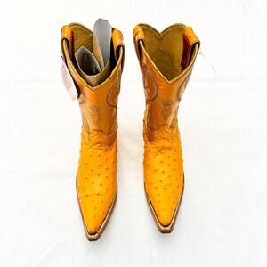 Donaldo Western Wear Pointed Toe Men Ostrich Leather Boots Handmade Size 6.5 NWT